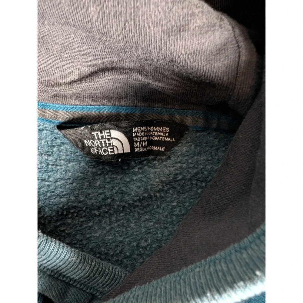 The‎ North Face Mens Pullover Hoodie Heathered Teal Blue Embroidered Logo Fleece